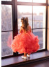 Coral Tulle Ruffle Flower Girl Dress Birthday Dress